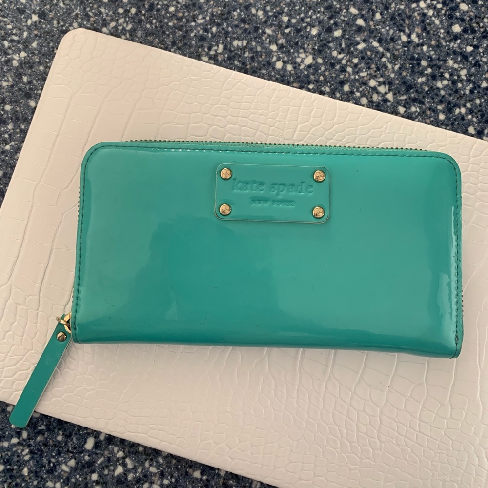 Kate Spade Patent Leather Turquoise Wallet